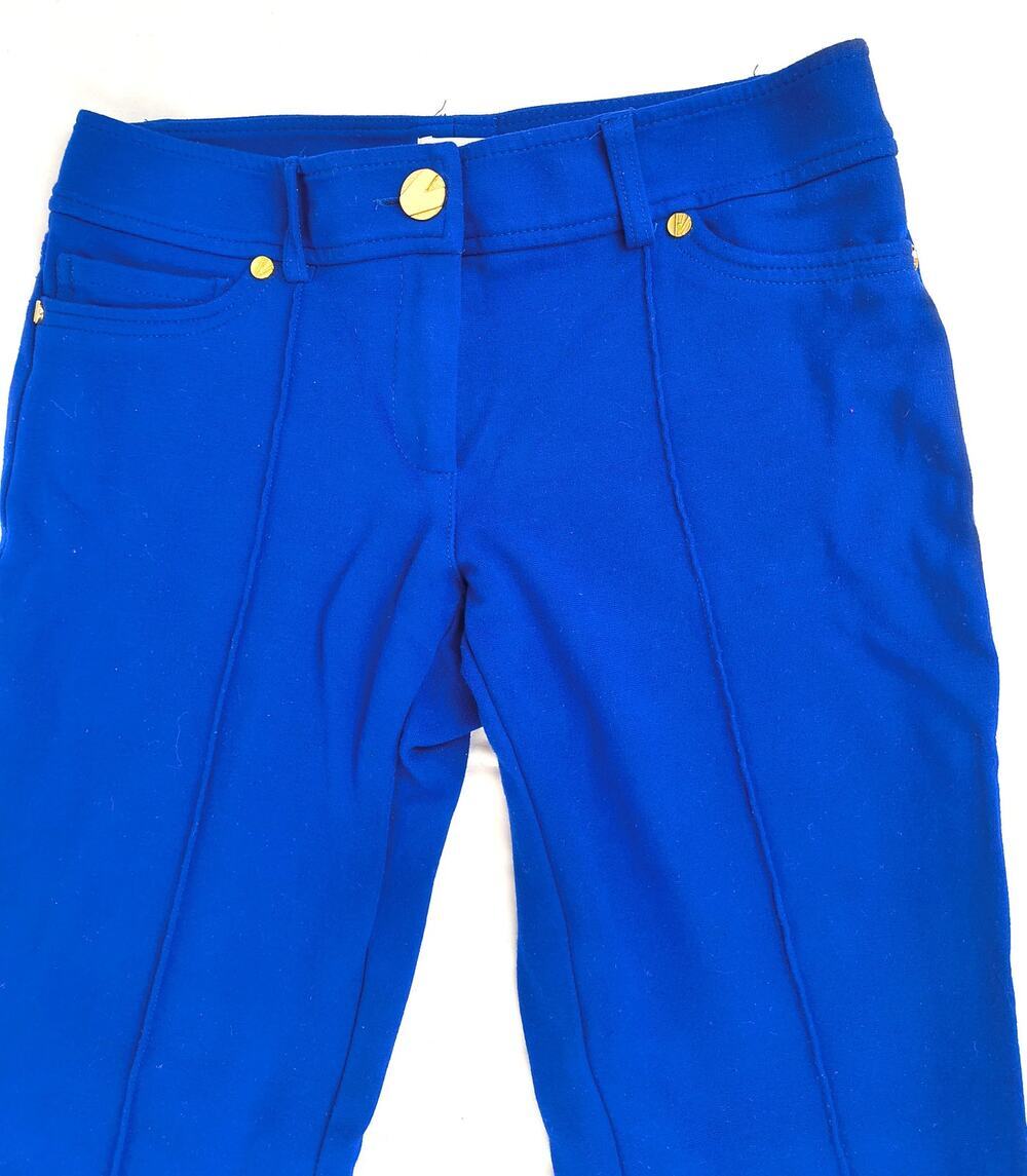 Caché Royal Blue Gold Hardware Front Seam Stretch Pants Size 0